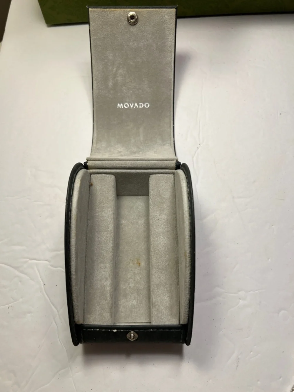 Vintage Movado Gray Textured Leather Watch Travel Case Empty , Used.